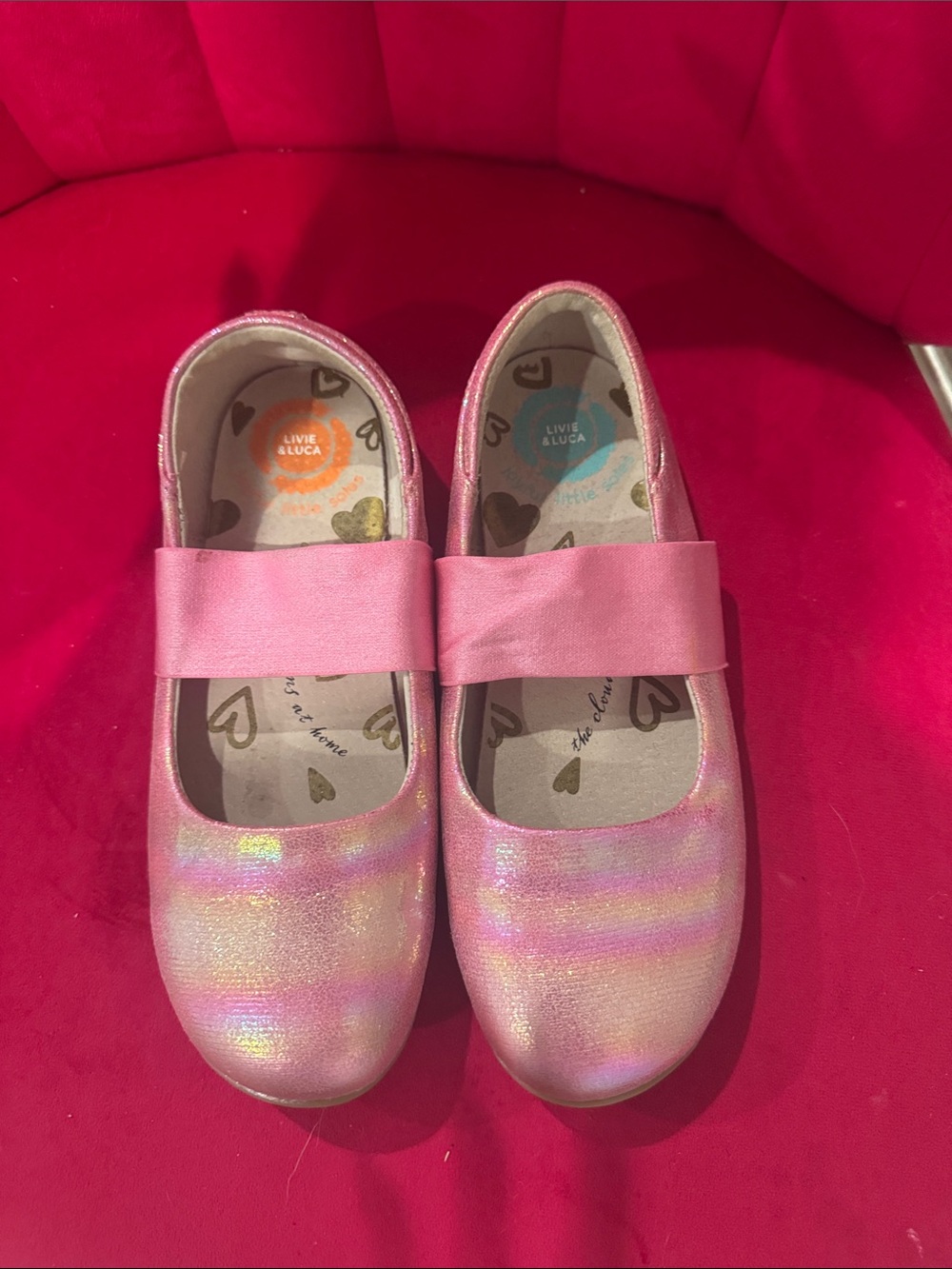 Livie & Luca Shimmery Pink Girls' Mary Jane Flats barely worn great condition